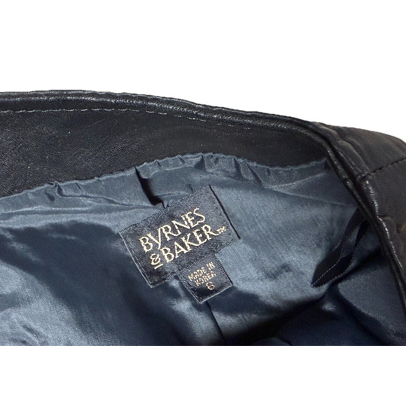 Byrnes & Baker Vintage Real Leather Skirt Womens Size 6 Luxury 90s Black Mini - Picture 3 of 6